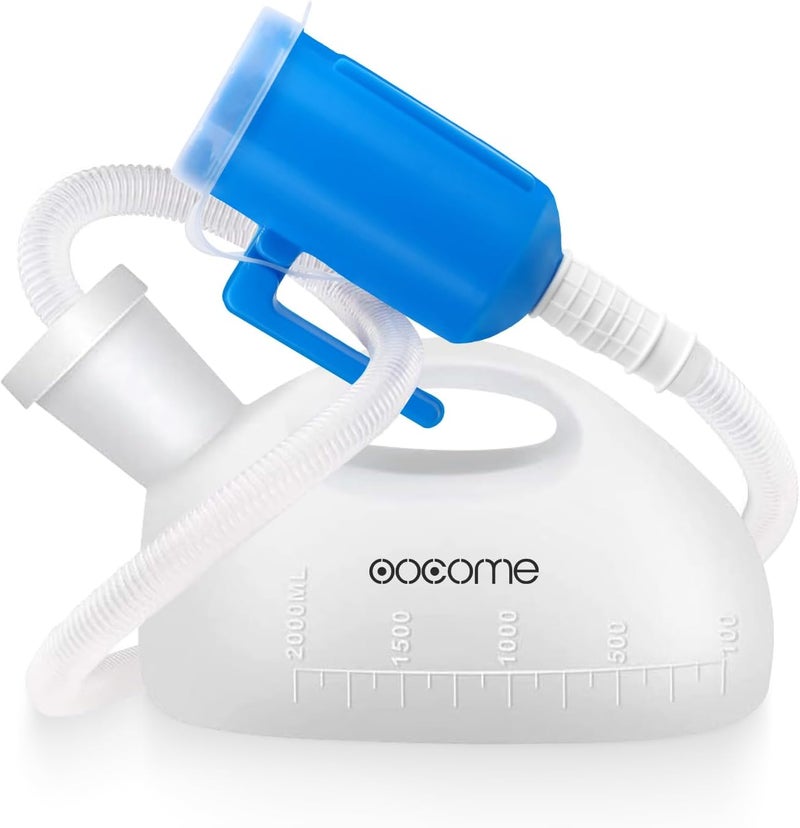 OOCOME Portable Urinals for Men, Men Urinal Bottle Spill Proof Reusable Male Pee Bottle Camping Toilet Thicken Men's Potty 2000 ml 47.2" Long Tube with Lid - Image 1